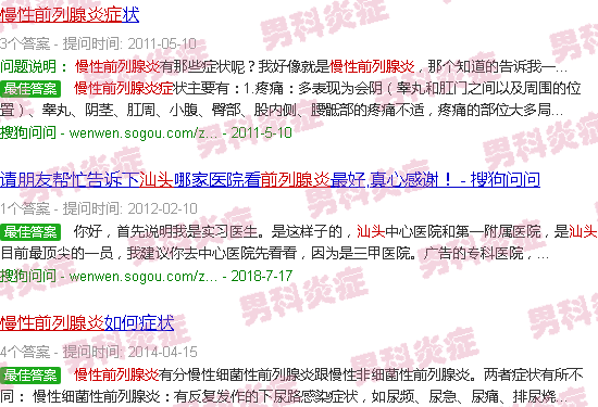 汕头慢性前列腺炎症
