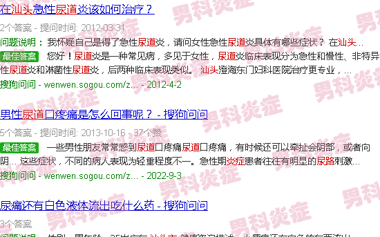 汕头尿路炎症