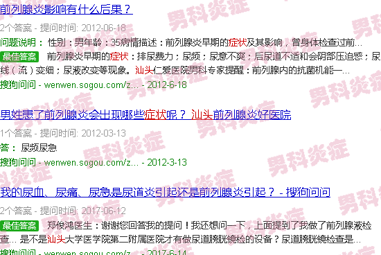 汕头前列炎症状
