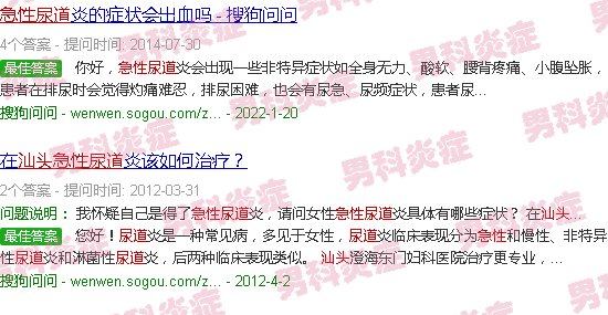 汕头急性尿道炎症