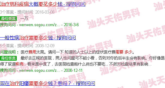 汕头男科疾病治疗需要多少费用