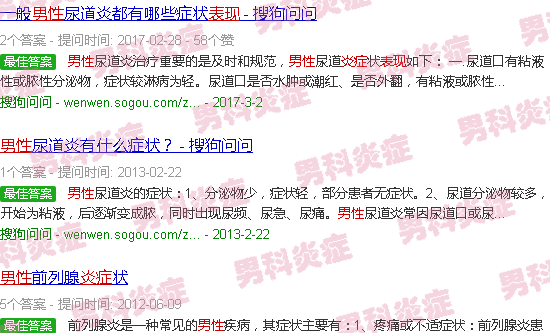 汕头男性炎症的表现