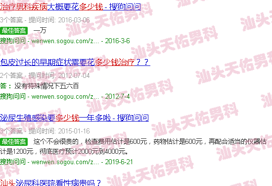 汕头男科疾病治疗多少钱